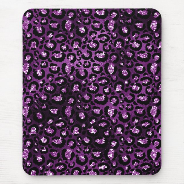 Mousepad Ombre Roxo e Glama Preta Manchas-Leopardo-Luminosa (Frente)