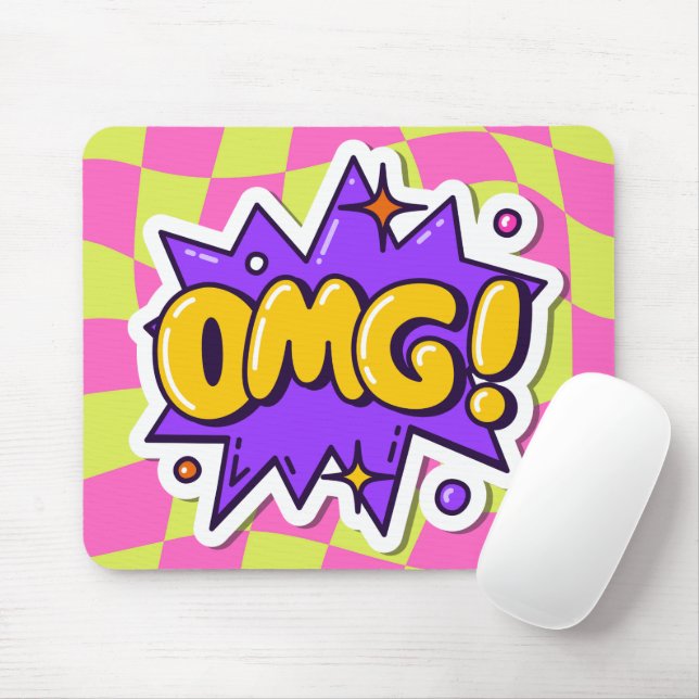 Mousepad OMG pop de-arte Legal Colorida rosa púrpura (Com mouse)