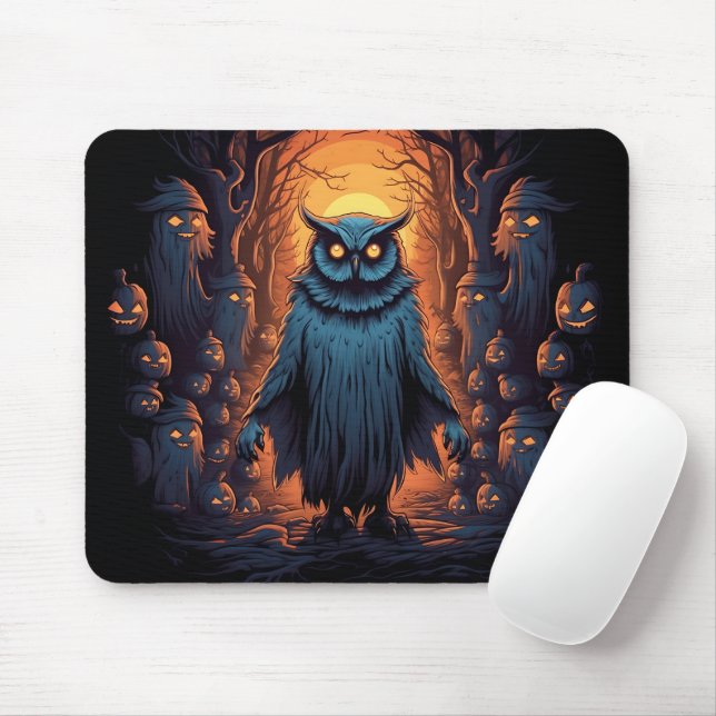 Mousepad Ominosa Coruja No Dia das Bruxas (Com mouse)