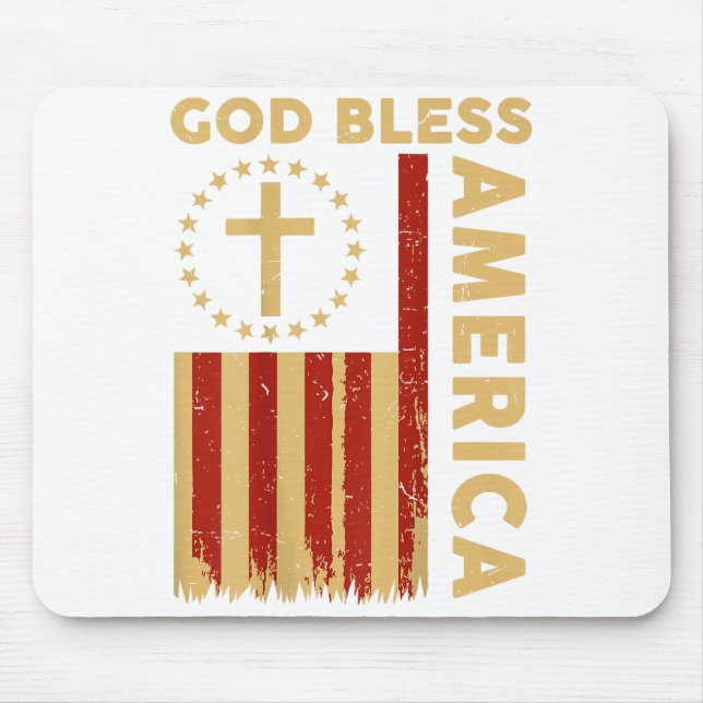 Mousepad On Back God Bless America Patriotic Christian Fait (Frente)