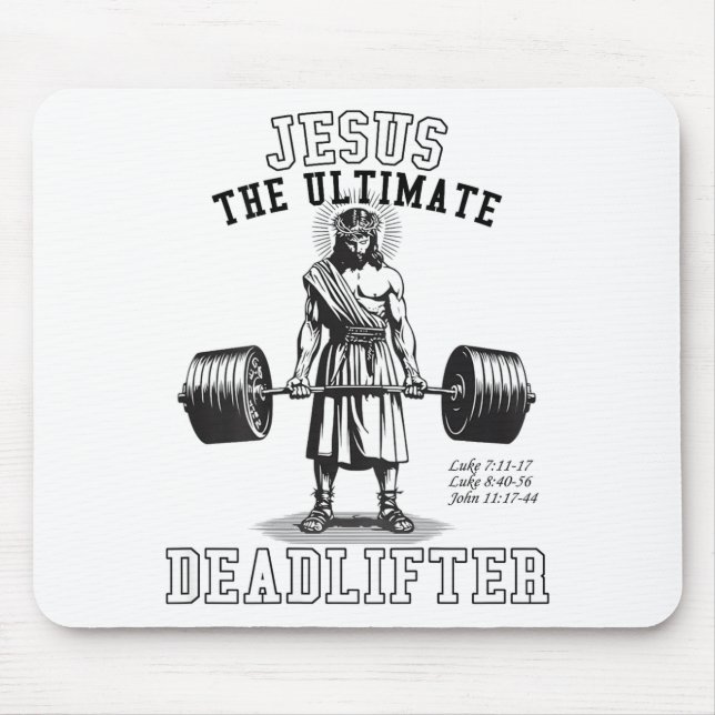 Mousepad (on Back) Jesus The Deadlifter Jesus Deadlifting  (Frente)