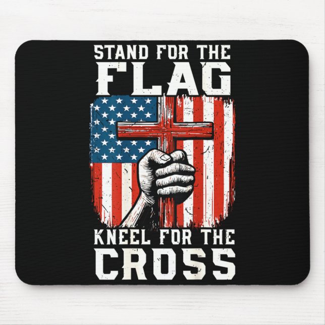Mousepad On-back Stand For Flag Kneel Cross Patriotic Chris (Frente)