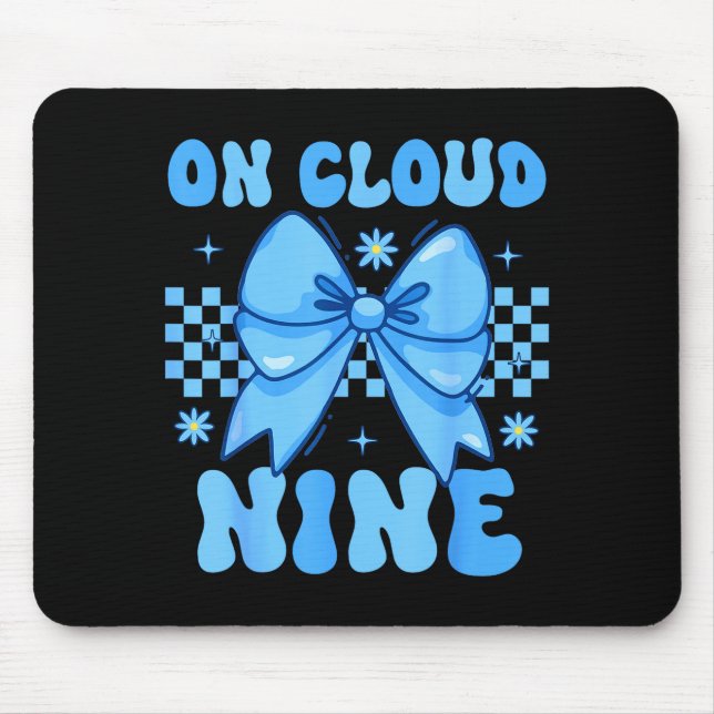 Mousepad On Cloud Nine Bday 9th Birthday Girl Coquette Bow  (Frente)