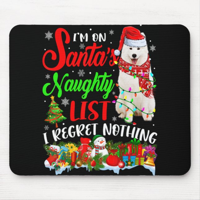 Mousepad On Santas Naughty List Xmas American Eskimo  (Frente)