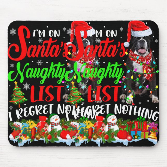 Mousepad On Santas Naughty List Xmas Boxer T Shirt  (Frente)