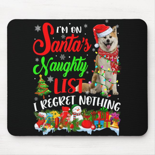 Mousepad On Santas Naughty List Xmas Shiba Inu  (Frente)