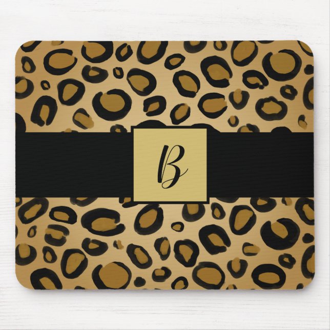 Mousepad Onça Pintada Estampa de Leopardo Manchas Dourado B (Frente)