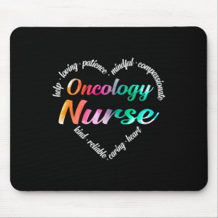 Mousepad Oncologia Enfermeira Coração Nuvem Aquarela Arco-Í