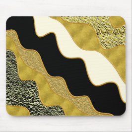 Mousepad Onda Abstrata Moderna Dourada Glamour Tendência