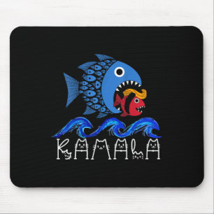 Mousepad Onda Azul 2024 Peixes Engraçados Comem Pequeno Tru