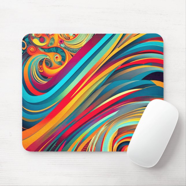 Mousepad Onda de Cor Fusão – Arte Moderna de Redemoinho Abs (Com mouse)