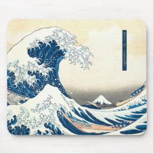 Mousepad Onda de Ilustração Azul de Kanagawa
