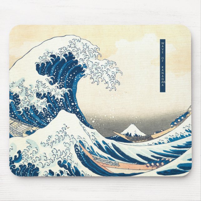 Mousepad Onda de Ilustração Azul de Kanagawa (Frente)