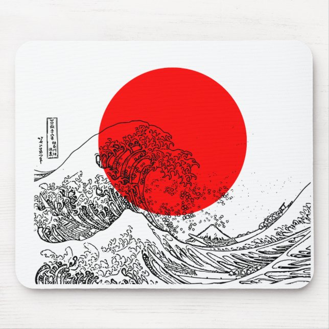 Mousepad Onda de Ilustração Branca Vermelha (Frente)