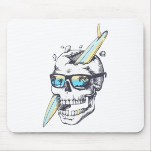 Mousepad Onda de Verão de Surfe de Caveira Esqueleto de Pra