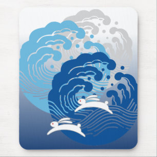 Mousepad Onda do japonês & coelho branco