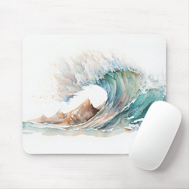 Mousepad Onda Oceânica de Aquarela (Com mouse)