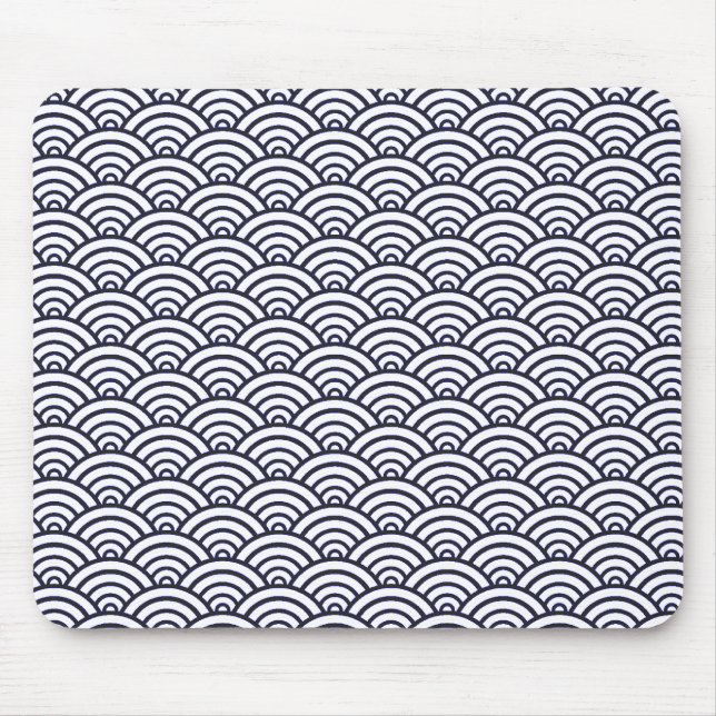 Mousepad Ondas Azuis Japonesas Seigaiha Mar (Frente)