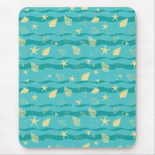 Mousepad Ondas Costeiras e Padrão de Conchas Marinhas