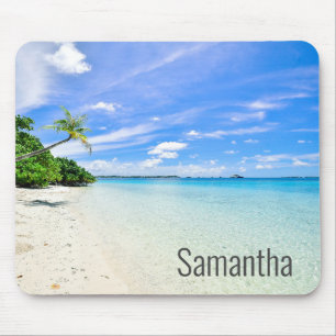 Mousepad Ondas da praia nome personalizado Oceano Tropical