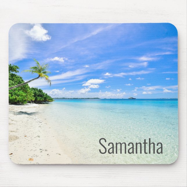 Mousepad Ondas da praia nome personalizado Oceano Tropical (Frente)