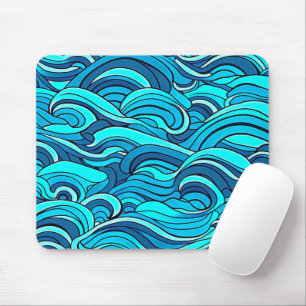 Mousepad Ondas de Água do Oceano Azul Turquesa Abstrato