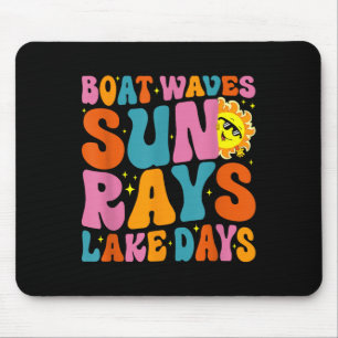 Mousepad Ondas de Barco Raios de Sol Dias de Lago Fofo Retr