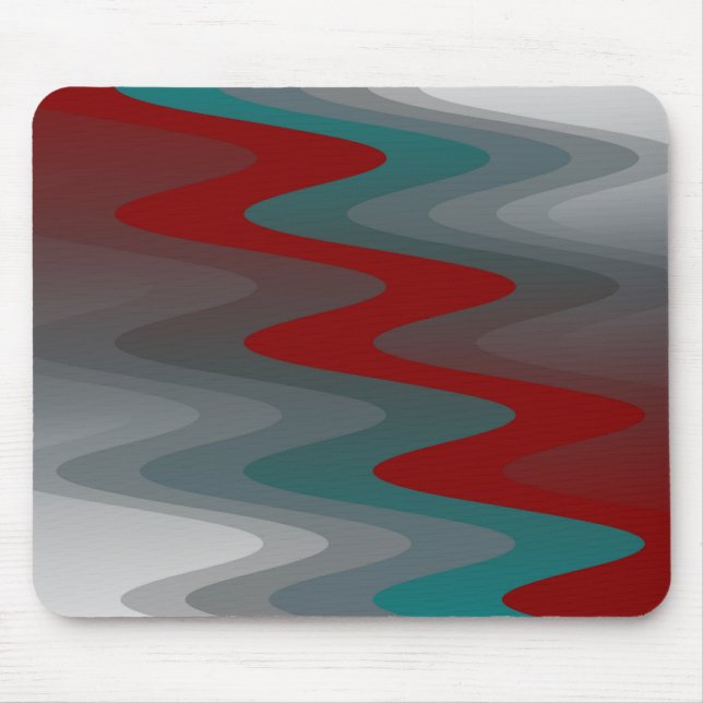 Mousepad ondas de cinza teal burgundy (Frente)