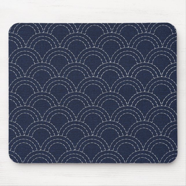 Mousepad Ondas de oceano japonesas do sashiko (Frente)
