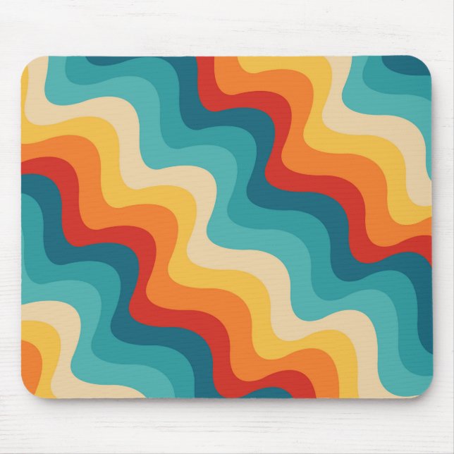 Mousepad Ondas diagonais coloridas no estilo retrô (Frente)