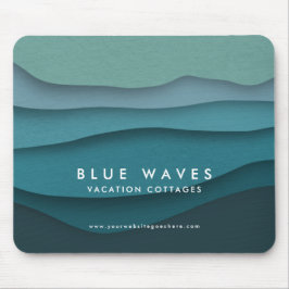 Mousepad Ondas do Oceano Azul Moderno