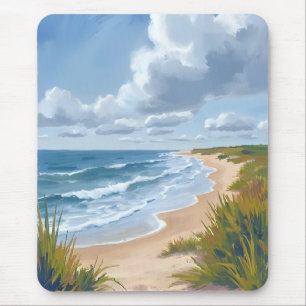 Mousepad Ondas do Oceano Pintura Costeira de Praia