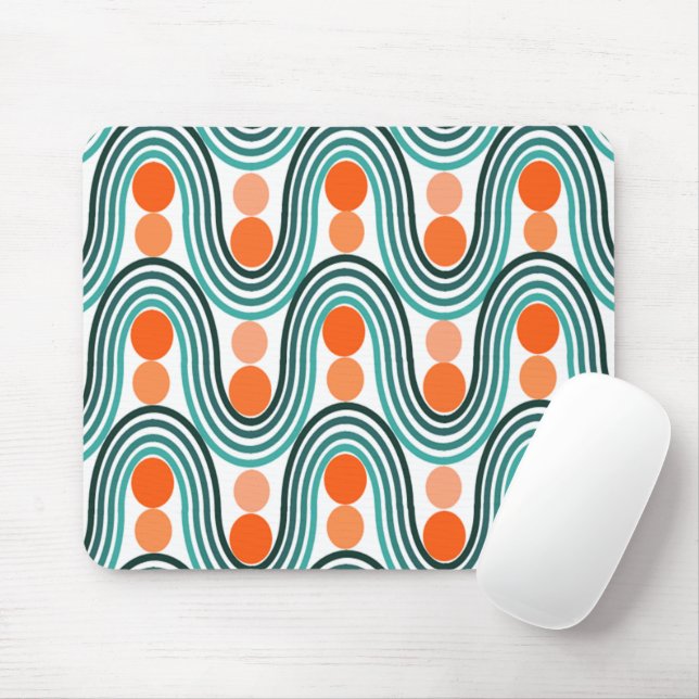 Mousepad Ondas e Círculos Modernos do Século médio (Com mouse)