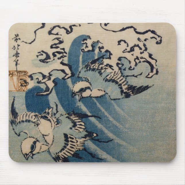 Mousepad Ondas e pássaros, c.1825 (impressão do woodblock (Frente)
