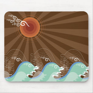 Mousepad Ondas legal Tropicais Verão Sol Castanho Strips Pr