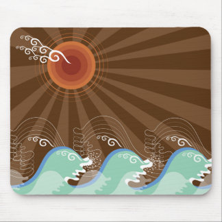 Mousepad Ondas legal Tropicais Verão Sol Castanho Strips Pr