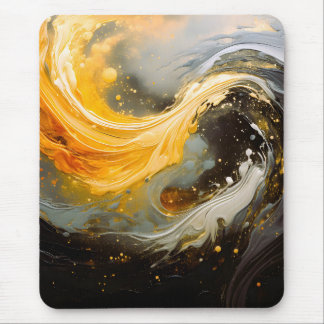 Mousepad Ondas Modernas de Mármore Abstrato Dourado