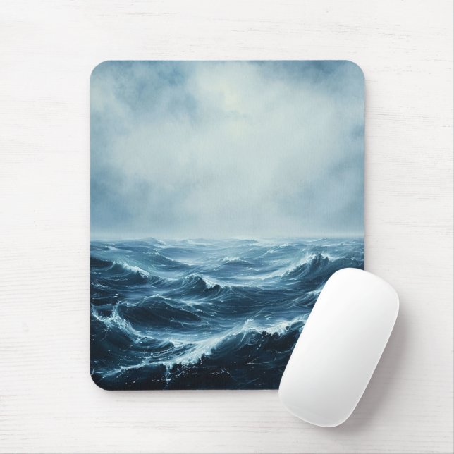Mousepad Ondas Oceânicas em Massa (Com mouse)