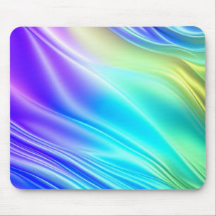 Mousepad Ondas Sedosas de Cetim Roxo, Azul e Verde Água