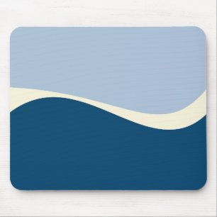 Mousepad Ondas Simples 2 em Azul Escuro, Azul Claro e Creme