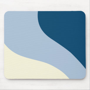 Mousepad Ondas Simples - Azul Escuro, Azul Claro e Creme