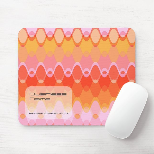 Mousepad Ondas Zig Zag Pastel Padrão de Arte Abstrata Rosa  (Com mouse)