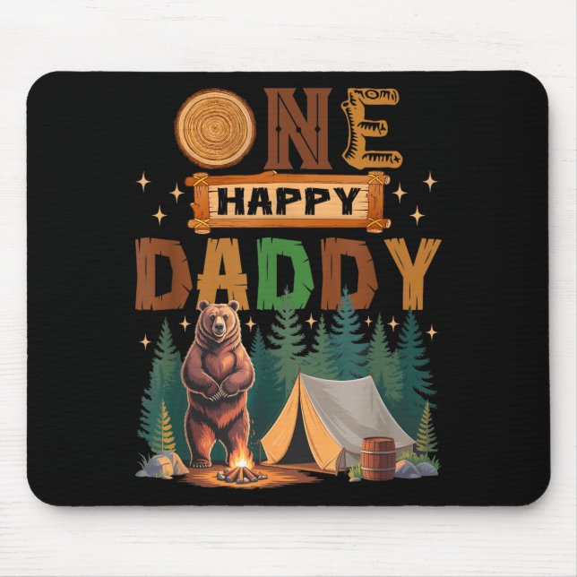 Mousepad One Happy Daddy Camper 1st Birthday Camng Bear  (Frente)