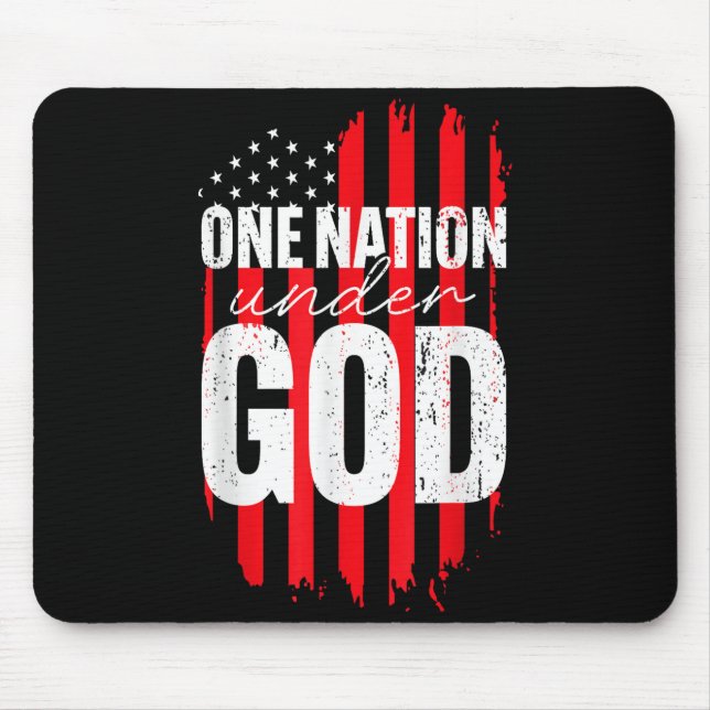 Mousepad One Nation Under God American Flag Christian Jesus (Frente)