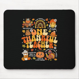 Mousepad One Thankful Teacher Thanksgiving Groovy Fall Autu