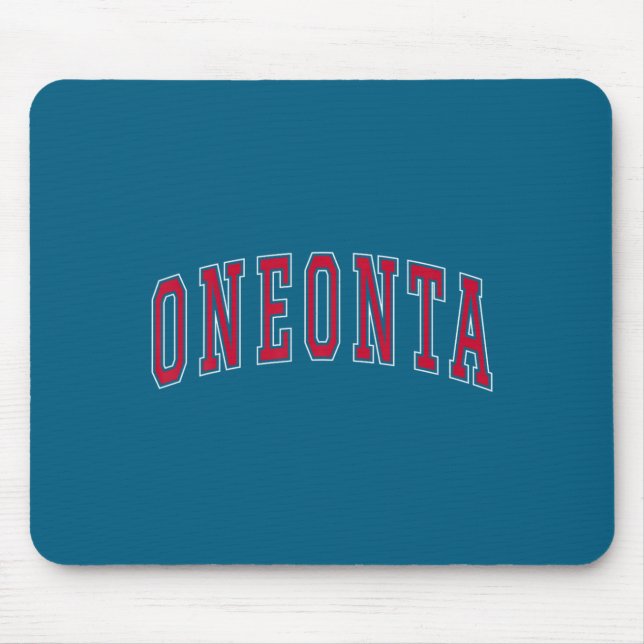 Mousepad Oneonta New York Souvenir College Style Red Text T (Frente)