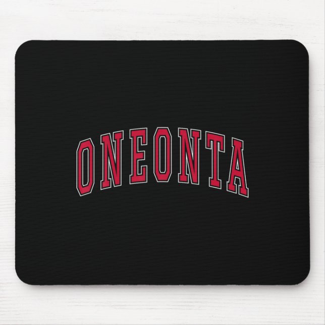 Mousepad Oneonta New York Souvenir College Style Red Text T (Frente)
