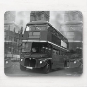 Mousepad Ônibus preto & branco de BW Big Ben de Londres &
