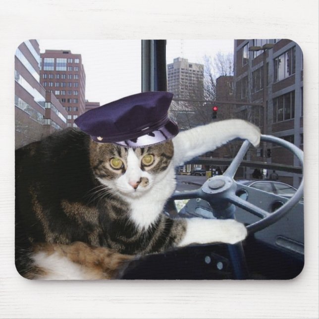 Mousepad Ônibus que conduz o gato (Frente)
