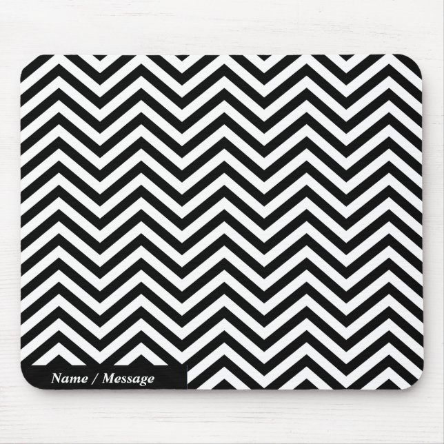 Mousepad Opções de Bloco de Mouse preto e branco Zig Zag 1 (Frente)